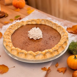 Realistic Traditional Faux Pumpkin Pie with Whipped Cream - 10 inch Decorative Pie, Perfect for Fall Decor, Kitchen Thanksgiving Decoration