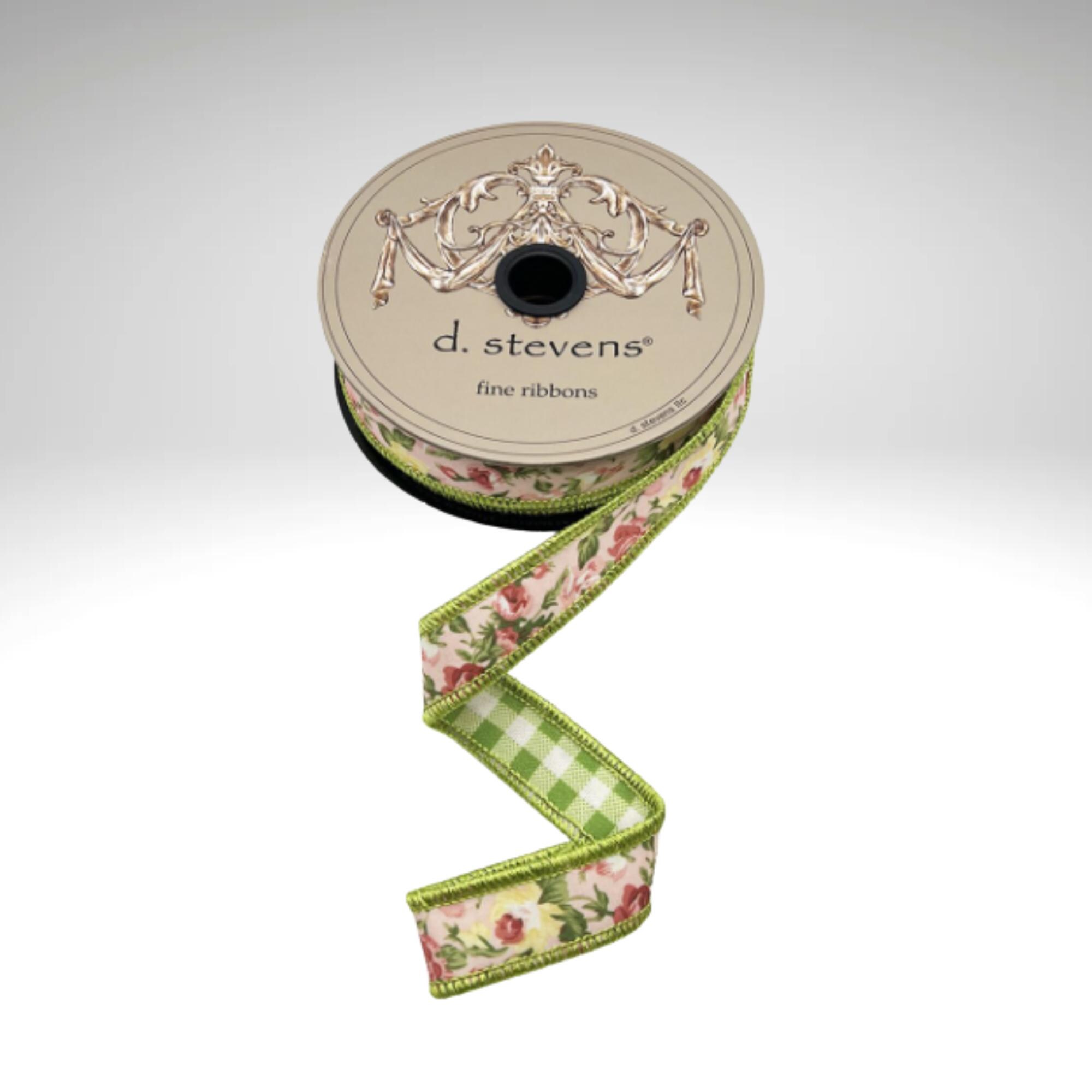 D. Stevens Mauve Rose Reversible Ribbon Wired Spring Ribbon-18