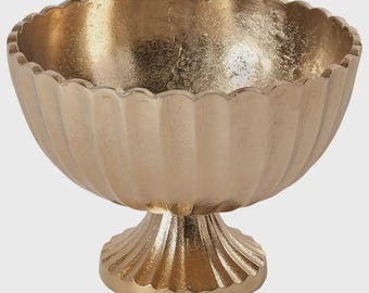 Gold Scallop Metal Compote 8.5" - Floral Container-73351-00
