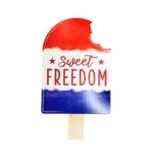 AP8883-13&quot;Hx7&quot;L Sweet Freedom Patriotic Popsicle Sign,Summer Popsicle sign,Patriotic wooden sign,4th of July Home Decor,4th of July sign