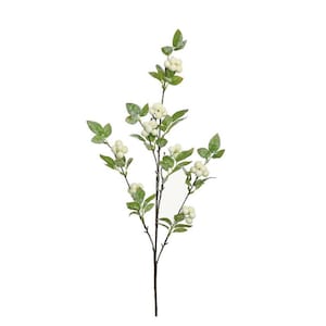 31&#39;&#39; Artificial White Snow Winter Berry Spray - Frosted Holiday Floral Stem for Seasonal Decor-XB582-W
