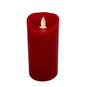Red Flameless Candle 6&quot;x3&quot; | LED Pillar Candle with Flickering Flame | Battery Candle for Holiday or Everyday Decor-LL599124