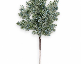 32" Frosted Cedar Blue Berry Spray - Winter Christmas Stem-85775-BL
