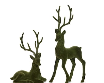 RAZ Imports Green Flocked Deer Set of 2-4540864