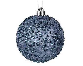 Rauchblau Glitter Ornament 120 MM | Pailletten Weihnachtskugel | Bruchsichere Urlaub Baum Dekoration | Elegante Blaue WeihnachtsDekoration -XY8816E6