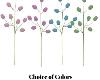 Pastel Easter Egg Spray for Wreaths or Arrangements - Choice of Blue, Green, Lavender, or Pink I Seasonal Picks and Sprays for Spring
