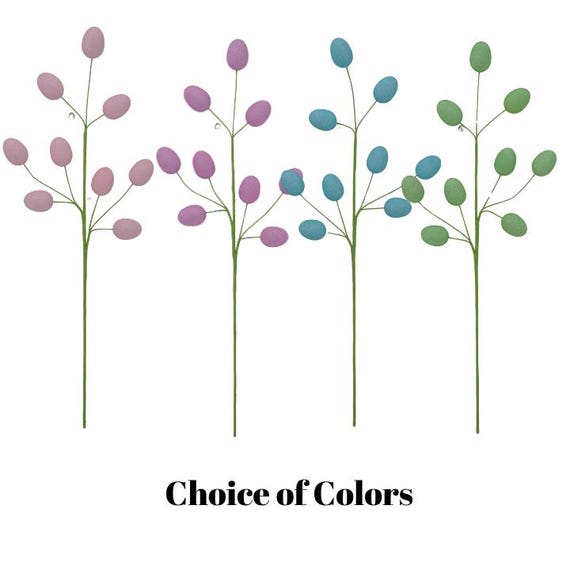 Pastel Easter Egg Spray for Wreaths or Arrangements - Choice of Blue, Green, Lavender, or Pink I Seasonal Picks and Sprays for Spring