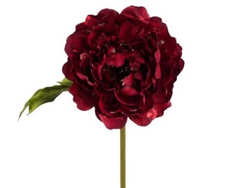 Red Glitter Peony Stem 21 Inch Artificial Flower-XS867524
