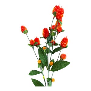 27 &#39;&#39; Künstliches Orange Globosa Spray - Lebendiger 7-Stiel-Blumenakzent für Arrangements & Dekor-63675OR