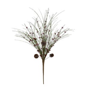 21&quot; Iced Pine Pip Berry Bush – Artificial Winter Greenery Pick with Pinecones & Snowy Red Berries, Holiday Floral Decor for Wreaths-64362