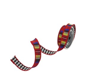 Premium Farrisilk 1" Nutcracker Plaid Gingham Reversible Wired Ribbon-RK138-32