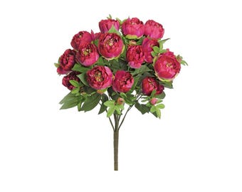23" Artificial Silk Peony Bush-Fuchsia Faux Peonies for Wedding Bouquets, Wreaths, Centerpieces & Home Decor-5300-FU