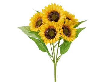 Velvet Sunflower Bush Yellow Artificial Flowers 7 Inch-FN175129