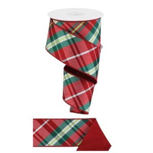 2.5&quot; x 10yd Red and Green Christmas Plaid Wired Ribbon - Festive Holiday Craft and Decoration Ribbon -RGX00652W