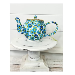 H6xW10 Blue Foam Tea Pot Ornament/Wreath Attachment: A Charming and Versatile Accent for Your Wreaths-63202BL