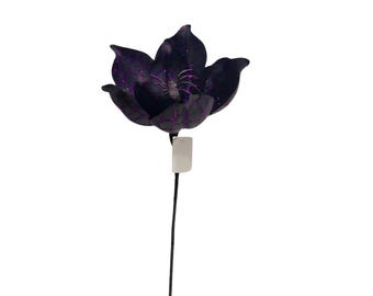 25" Purple Black Copper Magnolia Stem - Halloween Spider Floral Pick-40552-PUBK