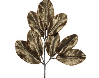 24" Metallic Copper Gold Magnolia Leaf Spray - Christmas Filler Stem-85103-COPPER