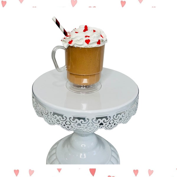 Fake Hot Chocolate,Faux Hot Cocoa,Fake Hot Chocolate with Heart Sprinkles,Coffee Bar decor,Tiered Tray,Valentine's Day Tray Decor