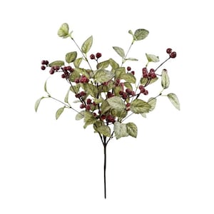 20" Frosted Viburnum Berry Bush – Artificial Winter Greenery Pick with Icy Red Berries, Christmas Wreath Accent, Holiday Floral Decor-40376