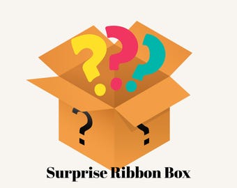 Mystery Grab Bag Ribbon Surprise Box-Partial Rolls of Wired Ribbon for Crafts, Wreaths, and DIY Projects-Assorted Styles & Seasons