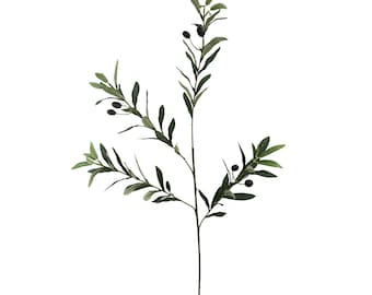 36" Artificial Olive Branch Spray I Faux Greenery Stem with Olives for Floral Arrangements & Home Decor-13693GN