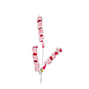 85563-30" ピンク/ホワイト ファブリック カーリー スプレー、リース用ピンク スプレー、ピンク クリスマス スプレー、ピンク 造花 スプレー、リース用品