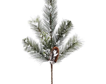 Frosted Pine Pinecone Pick - Snowy Woodlands Christmas Stem - 20 Inch-X2393-GW