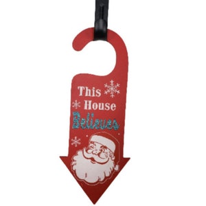 13&quot; MDF Wooden Christmas Door Hanger - Choose White or Red - Wreath Supplies and Festive Decor