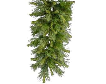32” Mixed Pine Teardrop Swag | Artificial Evergreen Christmas Swag | Front Door or Mantel Winter Greenery | Rustic Holiday Home Decor-XX8776