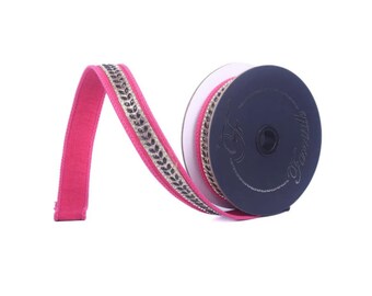 Farrisilk Hot Pink Wired Ribbon 1 Inch Glamourween 5 Yards-HR062-15