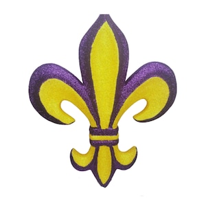 MZ1782K9-16&quot; Mousse Fleur de Lys avec Cintre-Violet/Jaune, décoration de Mardi Gras, attache couronne de Mardi Gras, décoration de Mardi Gras