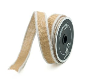 Premium Farrisilk Frosty Burlap Wired Ribbon Natural — Christmas Wreath Accent Ribbon, 1 Inch-RK374-01