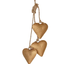 Antique Gold Metal Heart Trio Cluster Ornament-570757