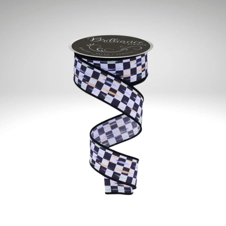 Mini Checkerboard Wired Ribbon 1.5