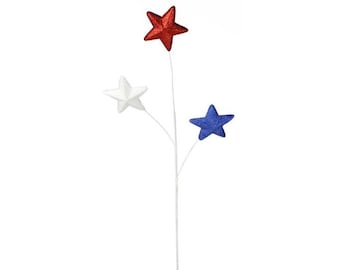 Patriottische glittersterspray – rood wit blauw 29,5" keuze voor 4 juli Kransen, tafeldecoraties, vuurwerk en Americana Feestdagendecoratie-HJ0036