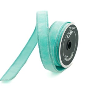1&quot;x10yd Farrisilk Light Blue Velvet Wired Ribbon – Elegant Craft and Decor | TCT Crafts I RG008-80