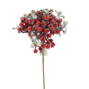 13&quot; Frosted Red Berry Pick I Artificial Christmas or Winter Berry Spray for Wreaths, Centerpieces, & Holiday Decoration - 233922