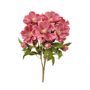 Artificial Mauve Magnolia Bush | Faux Floral Stem with 9 Branches | Realistic Mauve Flowers for DIY Wreaths, Bouquets & Home Decor-52371-MV