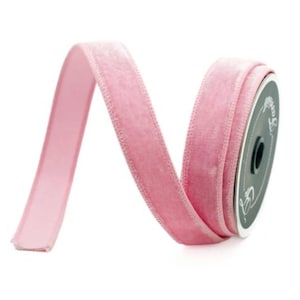 Luxurious Farrisilk 1&quot; x 10 yd Baby Pink Velvet Wired Ribbon | Premium Holiday Craft Supply-RA008-64