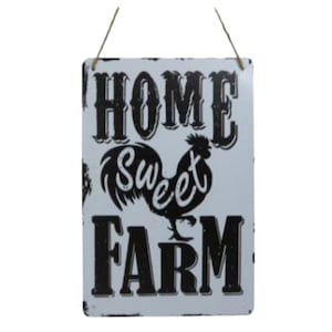CM2201-Metal Home Sweet Farm Sign,Metal Farmhouse Sign,Farmhouse Chicken Sign,Wreath Supplies, Sign for Wreaths,Farmhouse Wreath Attachment