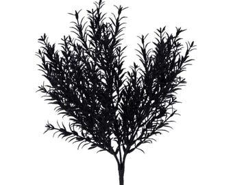 Black Glitter Rosemary Bush 13" | Artificial Sparkle Greenery Pick -XX970402