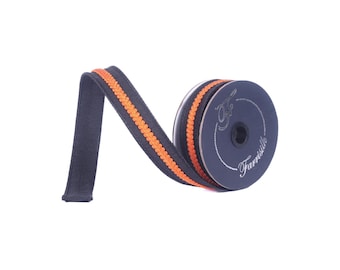 Farrisilk Orange Black Wired Ribbon 1 Inch 10 Yards -HR056-87