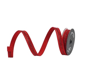 Premium Farrisilk .75" Red Semiprecious Glitter Wired Ribbon-RK811-02