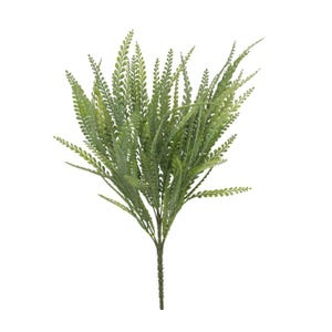 May include: A bundle of artificial fern stems with small, detailed leaves in varying shades of green. The stems are clustered together, creating a full, textured appearance. The base of the stems is a darker green, transitioning to lighter green leaves.