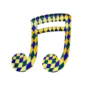 MD075741-7&quot; Metal Embossed Harlequin Double Note Sign,Mardi Gras musical note sign,Mardi Gras sign,Mardi Gras wreath sign,musical note sign