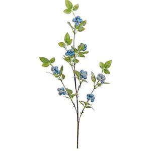 31&quot; Artificial Blue Snowy Winter Berry Spray | Frosted Christmas Stem for Holiday Decor, Wreaths, Arrangements & Crafts-XB582-B