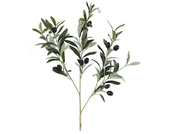 Ramo di ulivo artificiale da 28" con stelo verde finto e olive per composizioni floreali e decorazioni per la casa (FS3410)