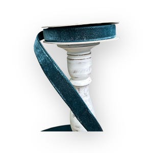 Luxurious Farrisilk 1&quot; x 10 yd Dark Teal Velvet Wired Ribbon | Premium Holiday Craft Supply-RG008-19