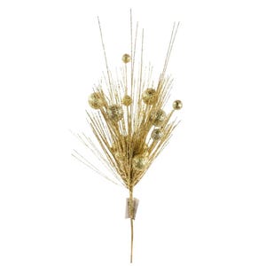 20&quot; Gold Glitter Pine Ball Starburst Spray – Sparkling Holiday Floral Accent | TCT Crafts - 261510