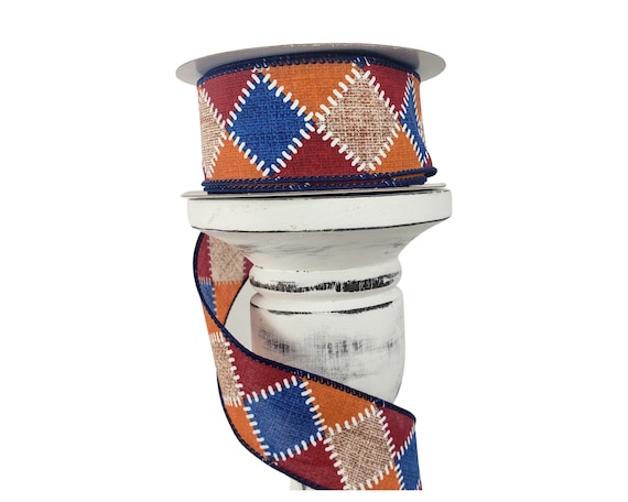 Fall Stitch Check Wired Ribbon 1.5 Inch x 10 Yards (61101-09-25)